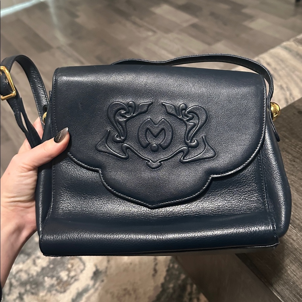 Mila Schon Navy Leather Bag